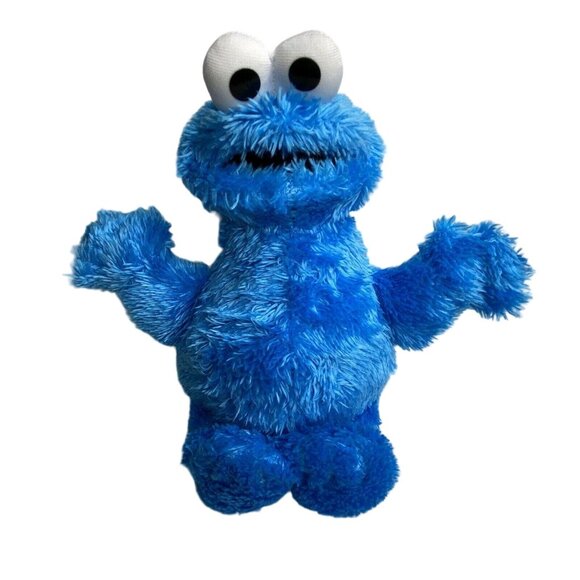 Hasbro Sesame Street Cookie Monster Plush Stuffed Animal Blue 9" Small Travel Sz - Picture 2 of 8